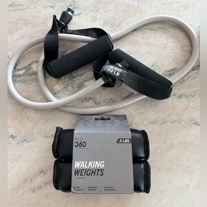 Black and Gray Walking Weights and Resistance Band Set